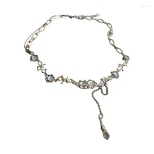 Choker Moonstone Perfect Gift Feminine Dainty Korean Nonotan z biżuterią ze stali nierdzewnej frędzli