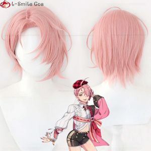 Catsuit Costumes Game Nu: Carnival Aster Cosplay Corto rosa sintetico resistente al calore Parrucche per feste di Halloween + Berretto per parrucca