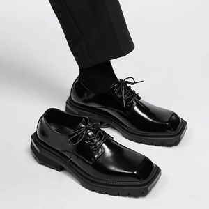 Туфли-оксфорды с квадратным носком для мужчин, дерби на шнуровке, мужские туфли из натуральной кожи, деловые модные свадебные туфли 231026