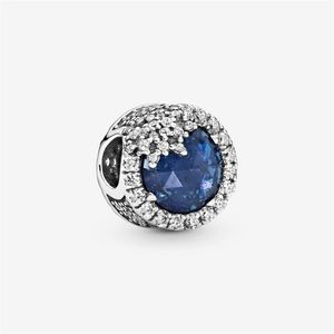 100% 925 prata esterlina azul deslumbrante floco de neve charme caber original europeu encantos pulseira moda jóias de casamento acessórios276c