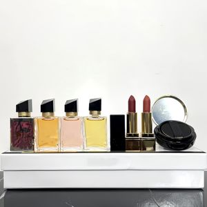 Designer-Make-up-Set 7,5 ml Parfüm 1,3 g Lippenstifte 5 g Le Cushion Flüssiggrundierung 7 in 1 mit Box Lippenkosmetikset für Frauen Geschenk Neueste schnelle Lieferung