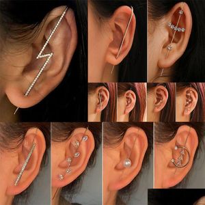 Ear Cuff New Ear Needle Wrap Cler Hook örhängen för kvinnor omger Auricle Diagonal Stud Copper Inlaid Zircon Piercing Earri Dhgarden Otm1w