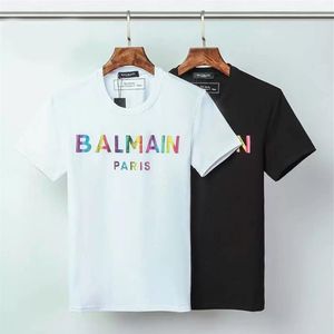 Yeni T Shirt Tasarımcı Tshirt Lüks Erkek Tişört Siyah Beyaz Renkli Harfler Saf Pamuk Zayıflama Nefes Altbazı Anti-Pillingshort Sleve222b