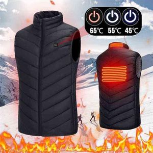 Elektrisk uppvärmd jacka USB-uppvärmning Vest Washable Warm Down Jacket för män Kvinnor Vinter utomhusskidåkning Cykelvärme Väst S-5XL 23056