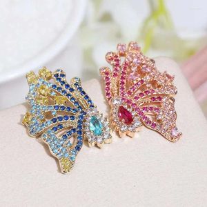 Brincos de garanhão brilhante borboleta elegante para mulheres jóias de luxo azul rosa asa festa de noite casamento noiva presente feminino