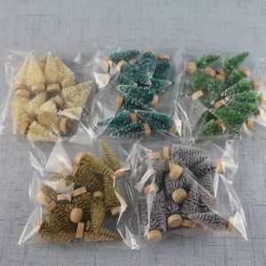 Sonstiges Partyzubehör für Veranstaltungen, 12 Stück, Mini-Weihnachtsbaum, Sisal, Seide, Zeder, Tischdekoration, kleiner Weihnachtsbaum, Gold, Mini-Baum, Fenster, DIY-Dekorationen 231027