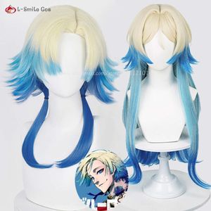 Catsuit Costumes in Stock 55cm Michael Cosplay Anime BLUE LOCK Yellow Blue Gradient Kaiser Heat Resistant Synthetic Wigs + Wig Cap