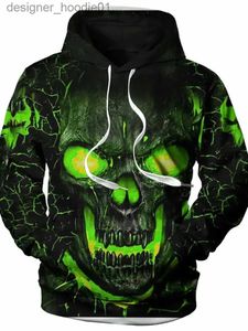 Herrhuvtröja med män huvtröjor Halloween -serier för män som skrämmer skalle tryck hoodie mäns huvtröja med känguruficka för vårhösten L231027