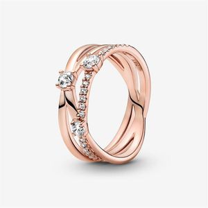 100% 925 Sterling Silver Sparkling Triple Band Ring For Women Wedding Rings Fashion Jewelry319u