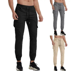 Men's Pants Mens Cotton Four Seasons Fashion Simple Solid Color Elastic Waist Overalls Casual Trousers Men Cargo Big And Tall