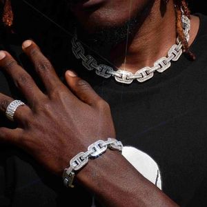 15 5 mm Bagieette Cuban Link łańcuch 5A Cubic Cyrronia lodowana Bling Cz Hip Hop Men Chłopiec Naszyjnik ciężki 236J