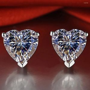 Stud Earrings 14K Au585 White Gold Women Moissanite Diamonds 2 Carat Heart Elegant Wedding Party Engagement Anniversary