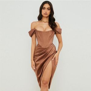 Casual Dresses High Quality Satin BodyCon Dress Women Party 2021 Ankomster Midi House of CB Celebrity Evening Club299p