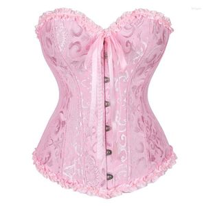 Bustiers Corsets and Women Sexy Floral Corset Lingerie Top Overbust Lace Up Plusサイズブロ​​ケードヴィンテージビクトリア朝のコルセットバスティア