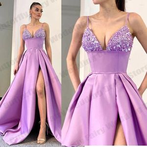 Party Dresses Luxurious Elegant Long Prom Luxury Strapless Sleeveless Sequin Shiny Split Ball Gown Women Formal Evening Gowns