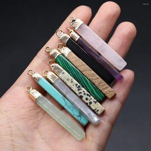 Pendant Necklaces 3/5Pcs Reiki Rectangle Crystal Natural Stone Labradorite Pink Quartz Charms For Jewelry Making DIY Necklace Earrings