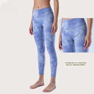 Active Pants Cross Border Women's Yoga Show Thin And Nude Feeling High Waist Tight Fit No Awkwardness Thread Lifting Tie Dye