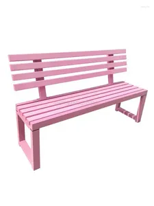 Lägermöbler Anpassad cyber Celeorous Pink Ryggstöd Parkstol Utomhusbänk Shopping Mall Rest Solid Wood Stool Courtyard Iron Art