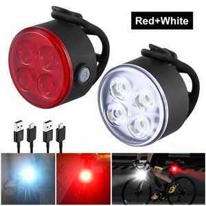 Luci per bici Mini lampada per bicicletta portatile impermeabile Lampada anteriore per bicicletta bianca Lampada di coda per bicicletta di avvertimento rossa Lampada per coda MTB Guida notturna sicura 231027