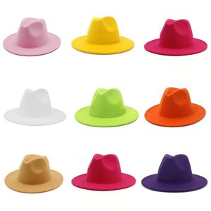 Шляпы с широкими полями, мужская шляпа-ведро, унисекс, однотонная шляпа, женская 21 цвет, джазовый топ с широкими полями, осень-зима, британская ретро-панама 231027