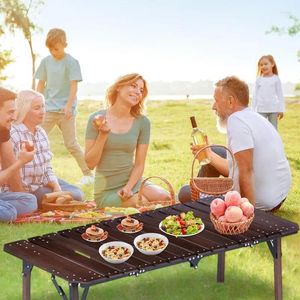 Camp Furniture Folding Picnic Table Wooden Kitchen For Grilling Cooking Tool Portable With Utensil Tables
