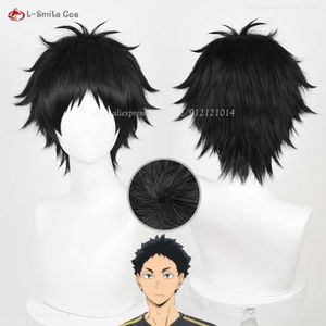 Catsuit kostiumów haikyuu akaashi keiji mężczyźni 30 cm czarne ciepło odporne na syntetyczne fryzury anime peruki cosplay + peruka