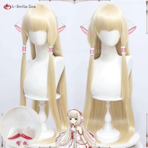 Catsuit Kostüme Anime 130 cm Lange Goldene Gerade Chobits Chi Hitzebeständiges Haar Elda Frauen Cosplay Perücken + Perückenkappe