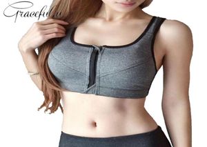 Plus Size Sports BH Zipper Front Padded Push Up Stockproof Yoga Bra Gym Running Fitness Women Sports Top Vest 2XL5XL6746684