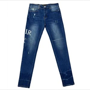 Mens Jeans mavi kot pantolon jean jean esnek indigo sıkıntılı İtalyan denim skinny jeans ultra süet jean ince boyut 28-38 düğme sinek pantolon
