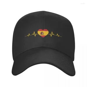 Berets moda espanha coração bandeira boné de beisebol mulheres homens respirável espanhol patriótico pai chapéu proteção solar