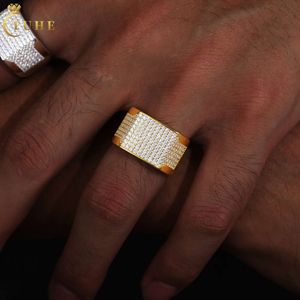 Luxury Sparkling Hip Hop Jewelry Wholesale 925 Sterling Silver Vvs Moissanite Diamond Vintage Mens Signet Ring