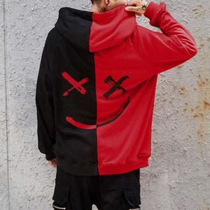 Men's Jackets Men's Casual Fashion Color Matching Smile Face Sweater Long Sleeve Sports Hooded Top Men's Wear