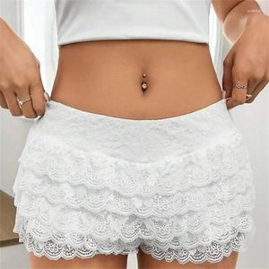 Kadın Şortları Xingqing Fırfır Dantel Bloomers 2000S Kadın Estetik Elastik Düşük Bel Lolita Güvenlik Pantolon Y2K E Kız Kawaii Fırfır Panties