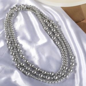 Chains European And American Jewelry Wholesale Gradient Irregular Size Pearl Long Multiple Wear Method Necklace Sweater Chain