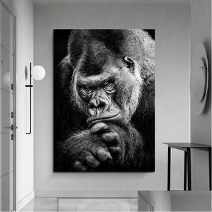 Paintings Poster Black Canvas Painting Picture Nordic Animal Posters And Prints Monkey Wall Pictures For Living Room Home Decor Drop Dhogg