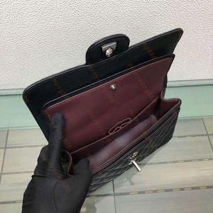 2310A Üst Tier Kalite Küçük Çift Flep Bag 25cm Lüks Tasarımcılar Gerçek Deri Havyar Kuzu Hinsi Klasik Tüm Siyah Çanta Kapitone Çanta Omuz Altın Çanta Cüzdan Chai