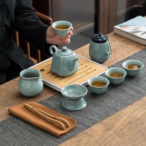 Teware Setleri Geleneksel Portatif Çay Seti Açık Kungfu Çin Matcha Kupası İnfüzör Kahve Mate Yerba Hediyesi Tazas De Te Porselen