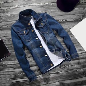 Men's Jackets Men Jeans Coat Long Sleeve Dressing Autumn Winter Pure Color Slim Fit Jacket