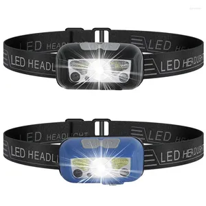Stirnlampen B12 5W 140 Lumen weißes Licht mit roter Warnung Smart Wave Sensing USB wiederaufladbare ABS-LED-Stirnlampe Nachtlauf Camping Radfahren