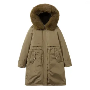 Mulheres Trench Coats Mulheres Sólidas Lã Forro Com Capuz Parka Jaquetas Moda Casual Long Parkas Inverno Casaco Frio Quente Neve Desgaste Tops Acolchoados