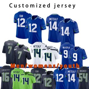 14 DK Metcalf 7 Geno Smith Jaxon Smith-Njigba Futbol Forması Devon Witherspoon Tyler Lockett Tariq yün Kenneth Walker III Marshawn Lynch Bobby Wagner Mens 4xl