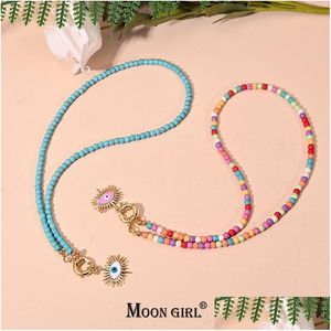 Boho Colorf Collar Choker Golden Eyes Pendant Halsband för droppleverans Dhgarden otwrt