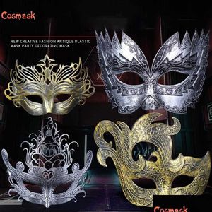 Máscaras de festa Cosmask Halloween Party Máscara Veneza Corte Escultura Retro Roma Masquerade Trajes Venezianos Carnaval Sawtooth Drop Delivery Ho Dhsjk