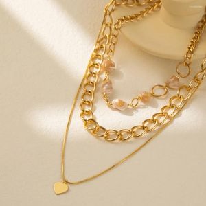 Hänghalsband 2023 Golden Texture Love Shell Necklace For Women Simple Fashionable Women's Multi-Layer Jewelry Wholesale