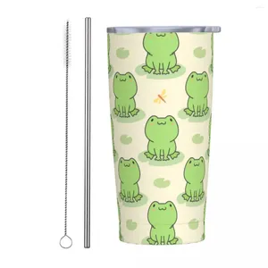 Tumblers Kawaii Sapo Tumbler Vácuo Isolado Sapos Animal Copo Térmico Aço Inoxidável Escritório Home Canecas Garrafa de Água 20oz