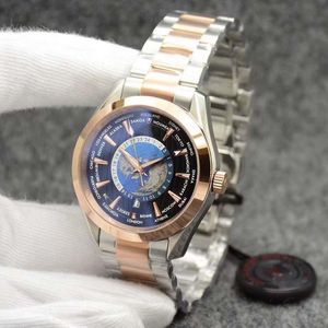 Najwyższej jakości Blue Dial Aqua Terra 150M Worldtimer Limited Watch 41 mm Automatyczne ruch Ocean Ocean Sports Stal Stael Około świata zegarki męskie