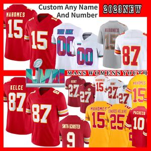 Patrick Mahomes Futbol Forması Juju Smith-Schuster Isiah Pacheco Travis Kelce Şehri Nick Bolton Chris Jones Marquez Kadarius Toney Özelleştirilmiş Jersey 4xl