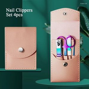 Nail Art Kits, farbiges Titan-Clipper-Set, 4 Stück/7 Stück, Schere, Feile, Falttasche, Maniküre, tragbarer Haushalts-Ohrlöffel