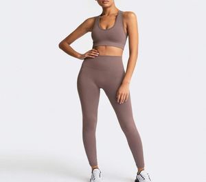 Yoga Set Bh och Leggings Women Gym outfit Shaping Clothes Seamless Workout Sportswear Fitness Sports Suit6668339