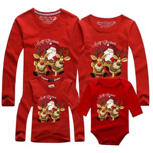 Abiti coordinati per la famiglia Natale Madre Figlia Vestiti Manica lunga Festa Cartoon Stampa Ragazze Ragazzo Mamma Papà T-shirt 231027